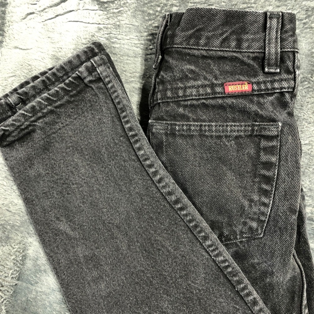 Rustler Straight Leg Jeans Kids Size 10 Slim Black Vintage Made in‎ USA